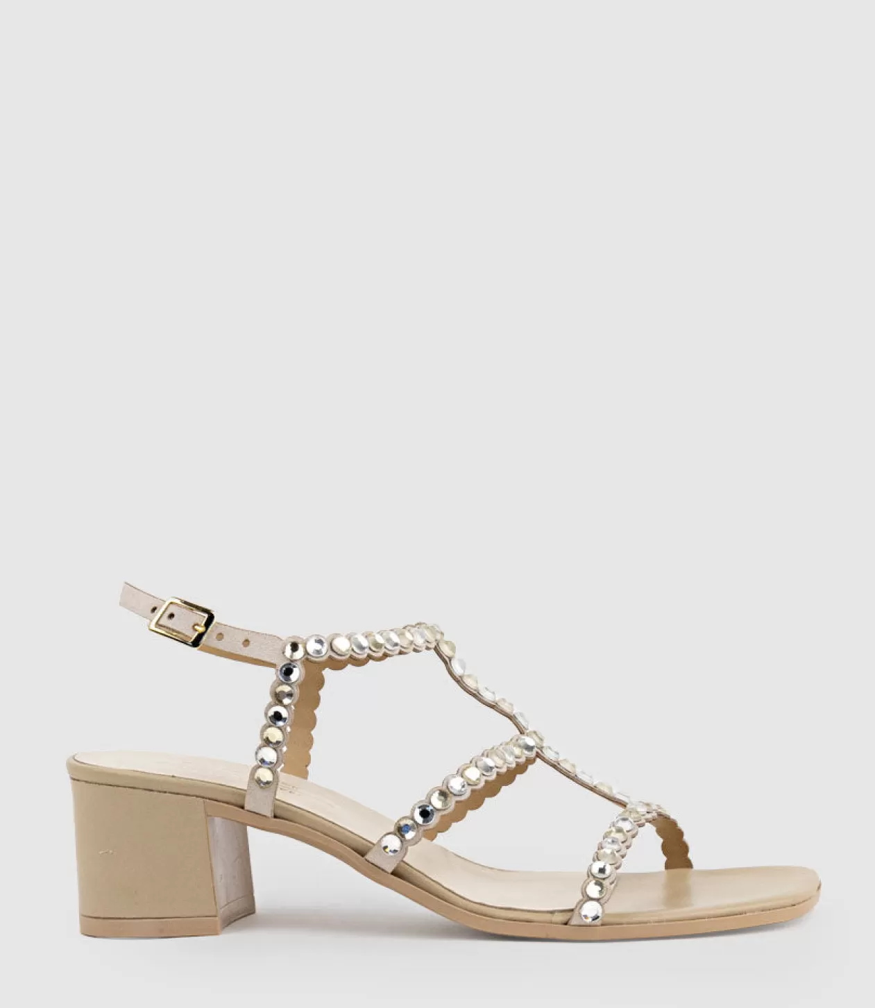 Edward Meller Mid Heel Sandals<Simcha50 T Bar Crystal Sandal In Offwhite