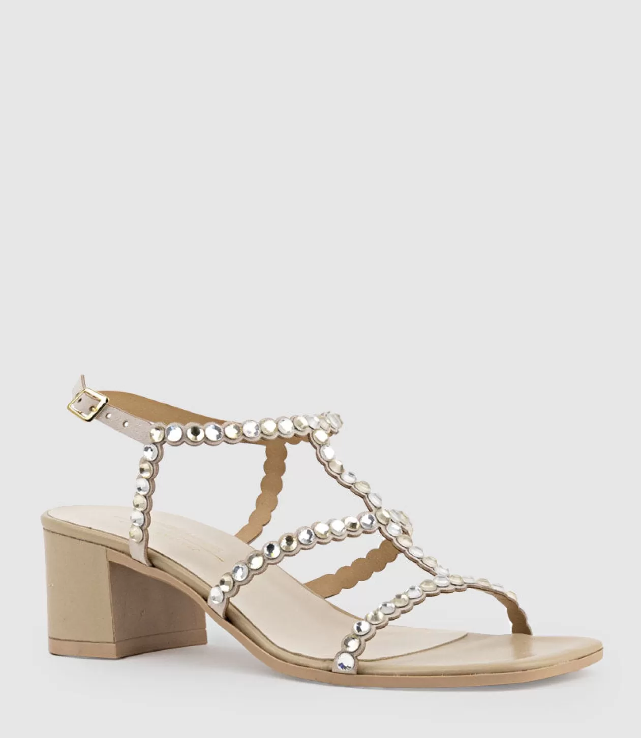 Edward Meller Mid Heel Sandals<Simcha50 T Bar Crystal Sandal In Offwhite