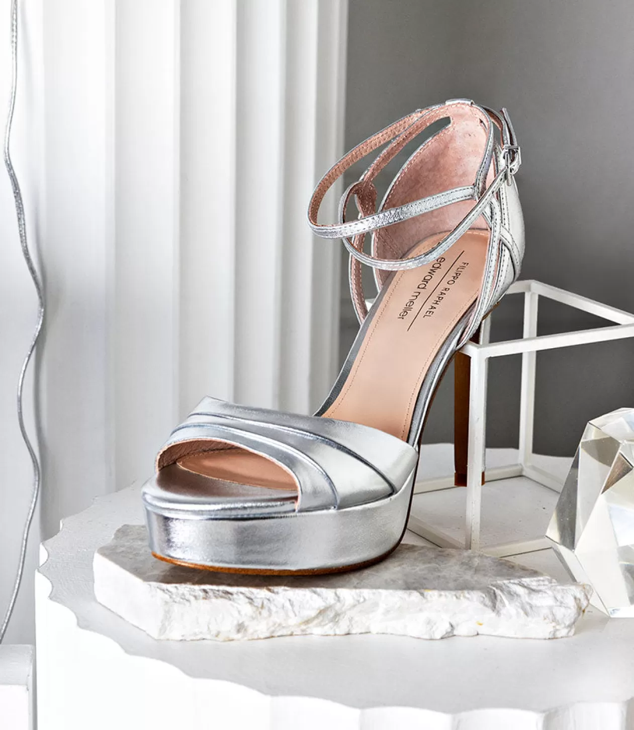 Edward Meller Platform Sandals<Sirio110 Ankle Wrap Platform Sandal In Silver