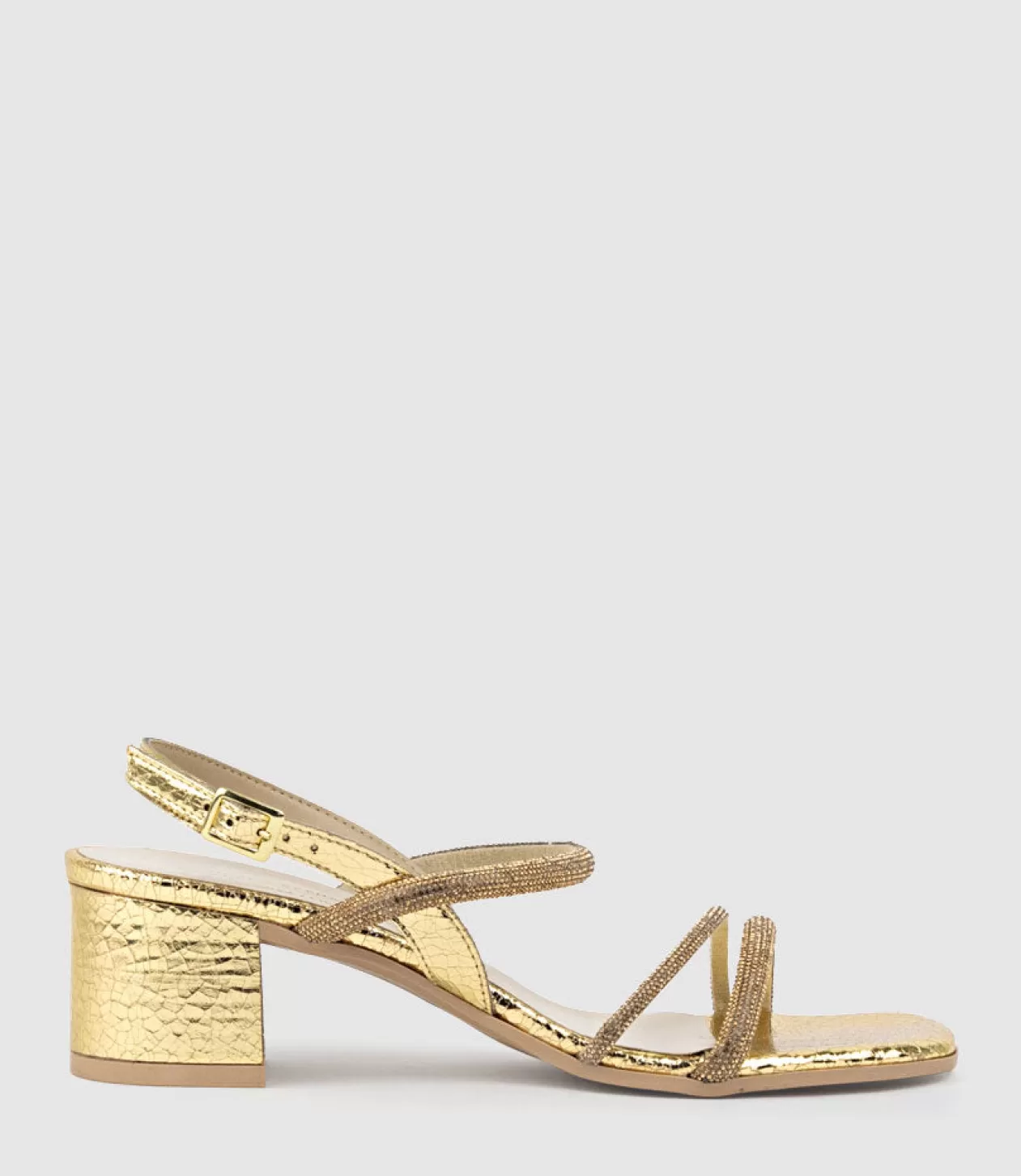 Edward Meller Mid Heel Sandals<Soiree50 Block Heel Crystal Sandal In Gold