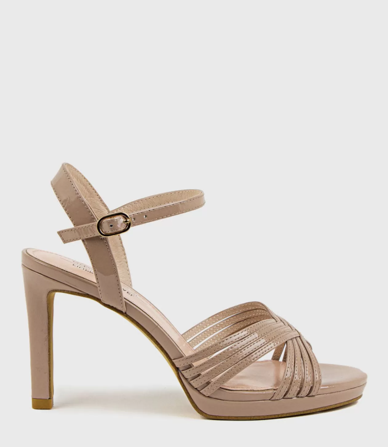 Edward Meller High Heel Sandals<Sona90 Cross Strap Platform Sandal In Nude Patent