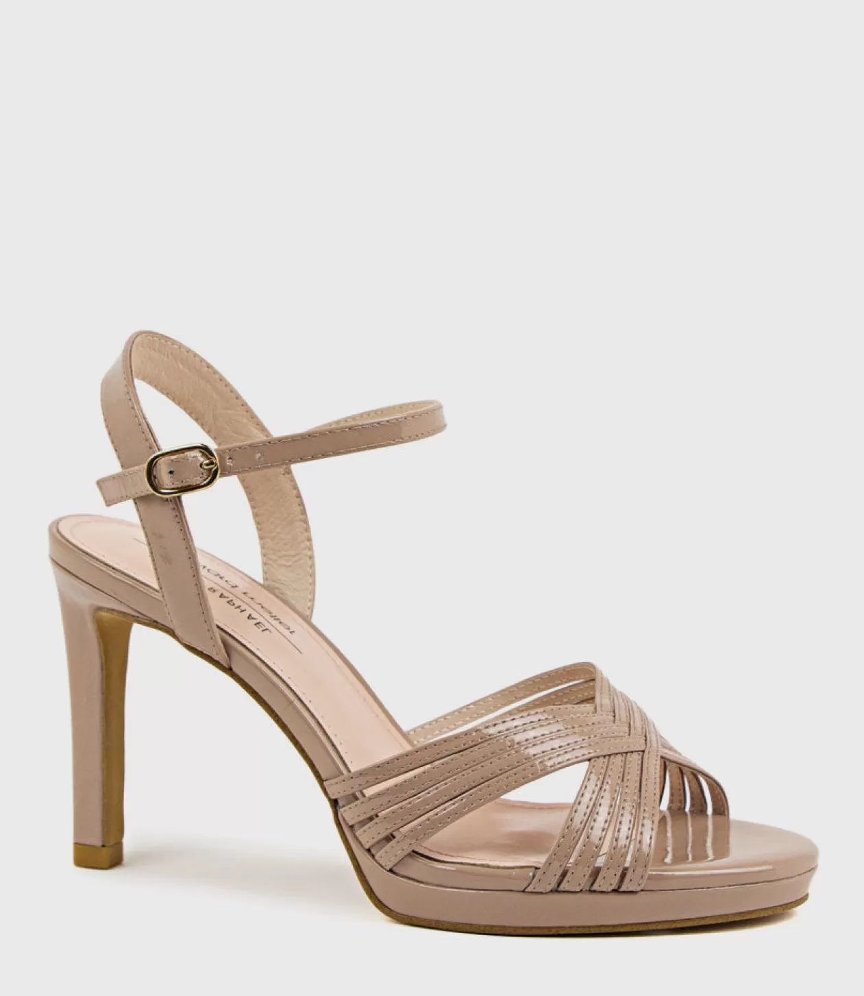 Edward Meller High Heel Sandals<Sona90 Cross Strap Platform Sandal In Nude Patent