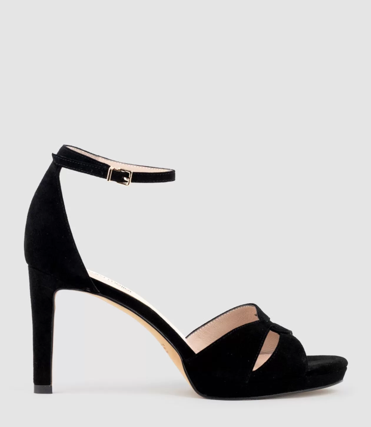 Edward Meller High Heel Sandals<Spencer90 Interlocked Detail Platform Sandal In Black Suede