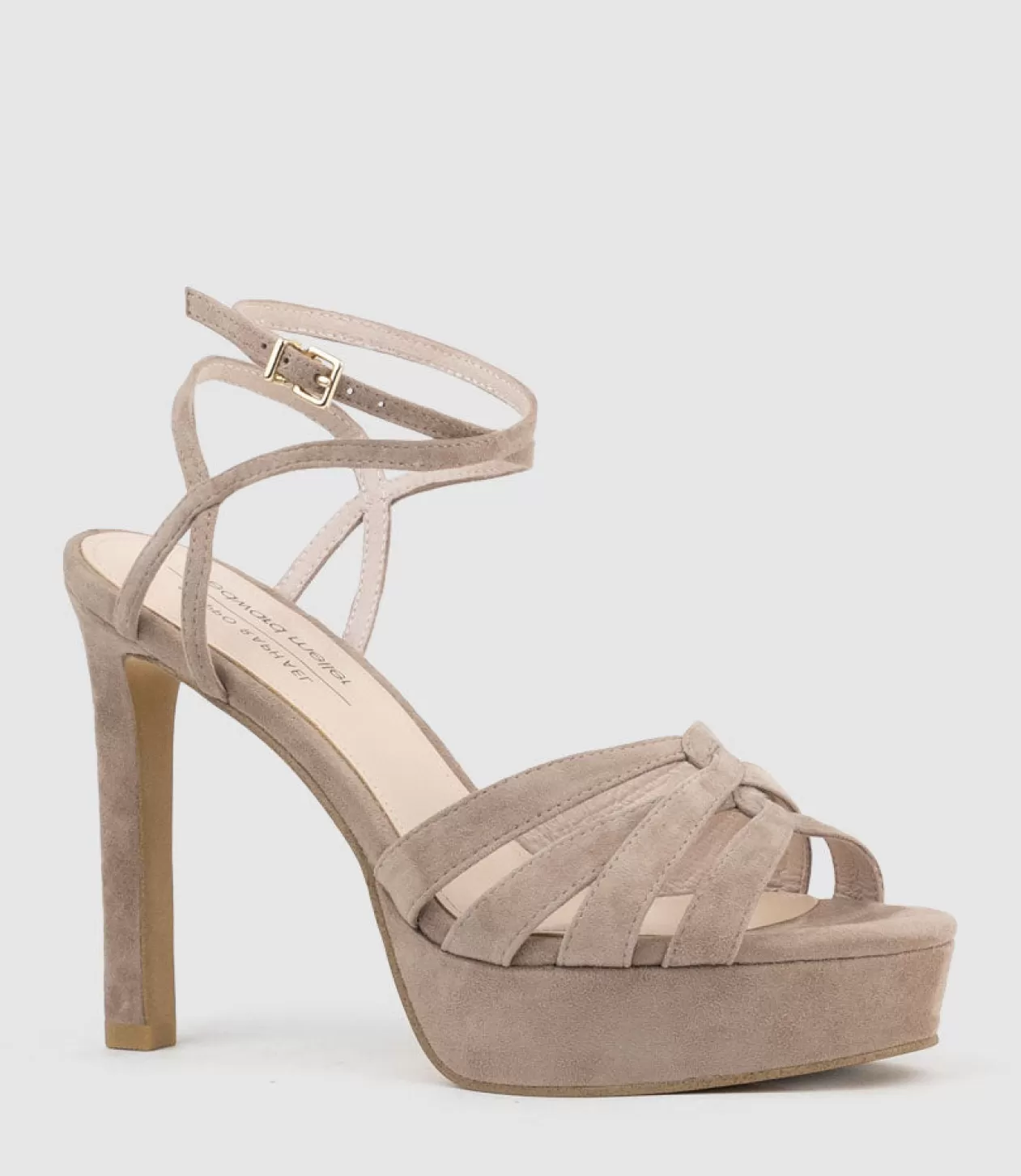 Edward Meller Platform Sandals<Syren110 Ankle Wrap Platform Sandal In Nude Suede