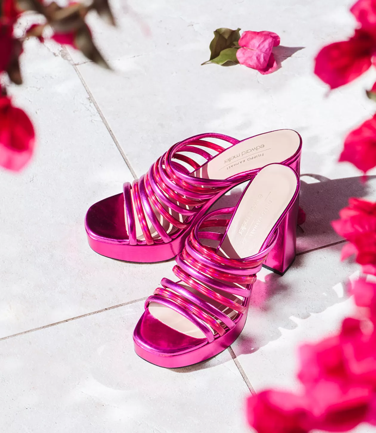 Edward Meller Platform Sandals<Testra115 Strappy Platform Slide In Fuchsia