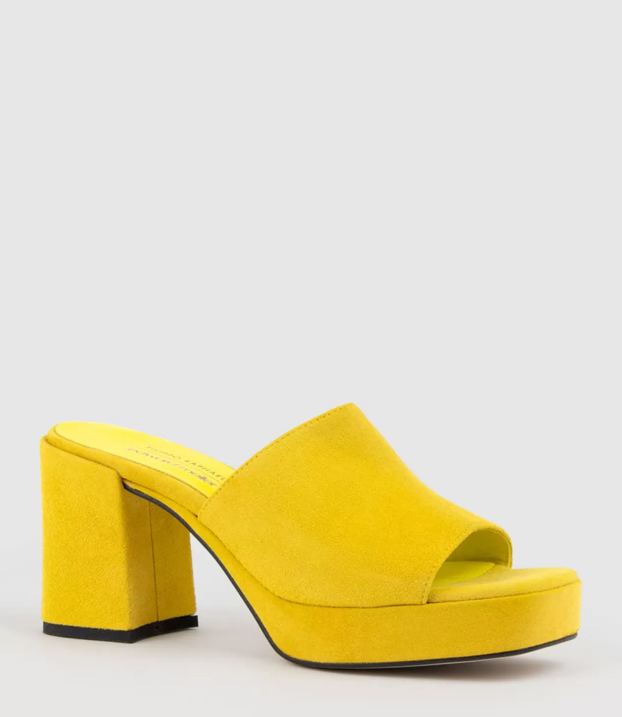 Edward Meller High Heel Sandals<Tilla90 Platform Slide In Yellow Suede