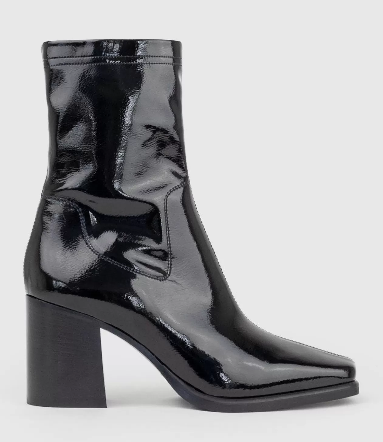 Edward Meller Ankle Boots<Undra80 Square Toe Ankle Boot In Black Patent