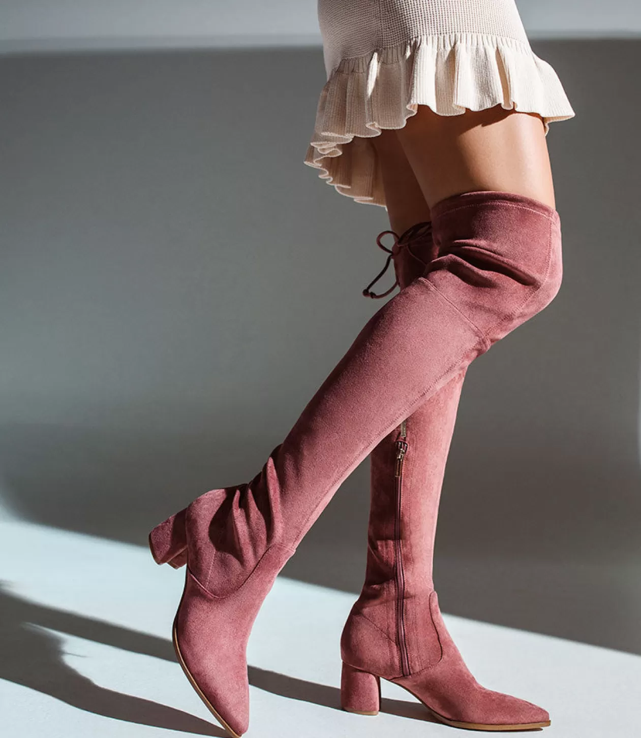 Edward Meller Long Boots<Verde Block Heel Otk Boot In Dusty Rose Suede