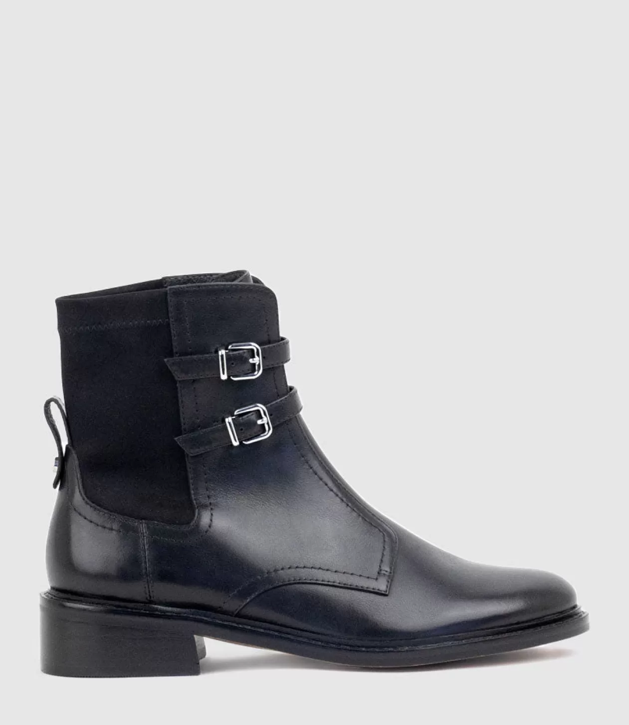 Edward Meller Ankle Boots<Willis30 Two Buckle Ankle Boot In Black Waxy Calf