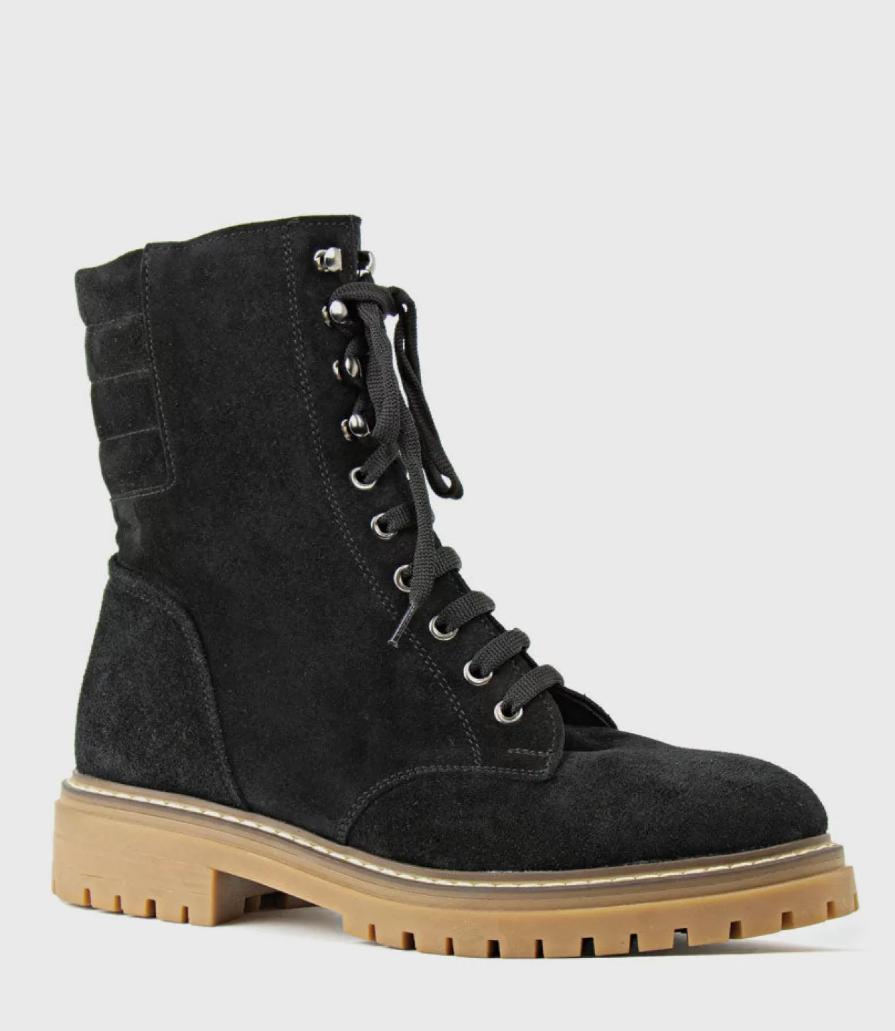 Edward Meller Ankle Boots<Woden Lace Up Combat Boot In Black Suede