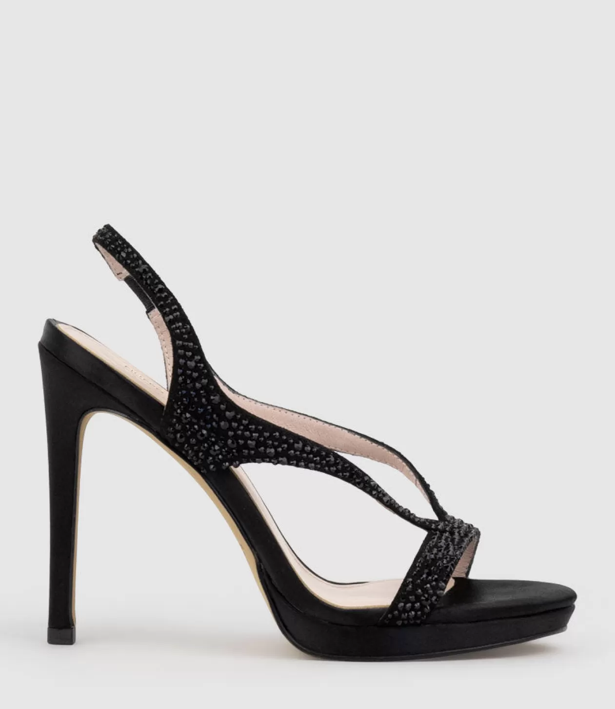 Edward Meller High Heel Sandals<Wonder110 Jewelled Platform Sandal In Black Satin