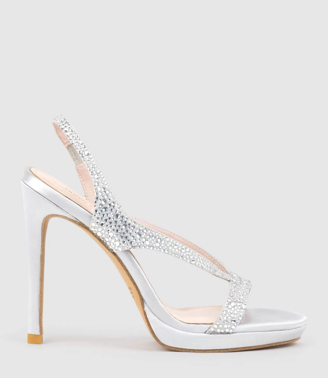 Edward Meller High Heel Sandals<Wonder110 Jewelled Platform Sandal In Silver Satin