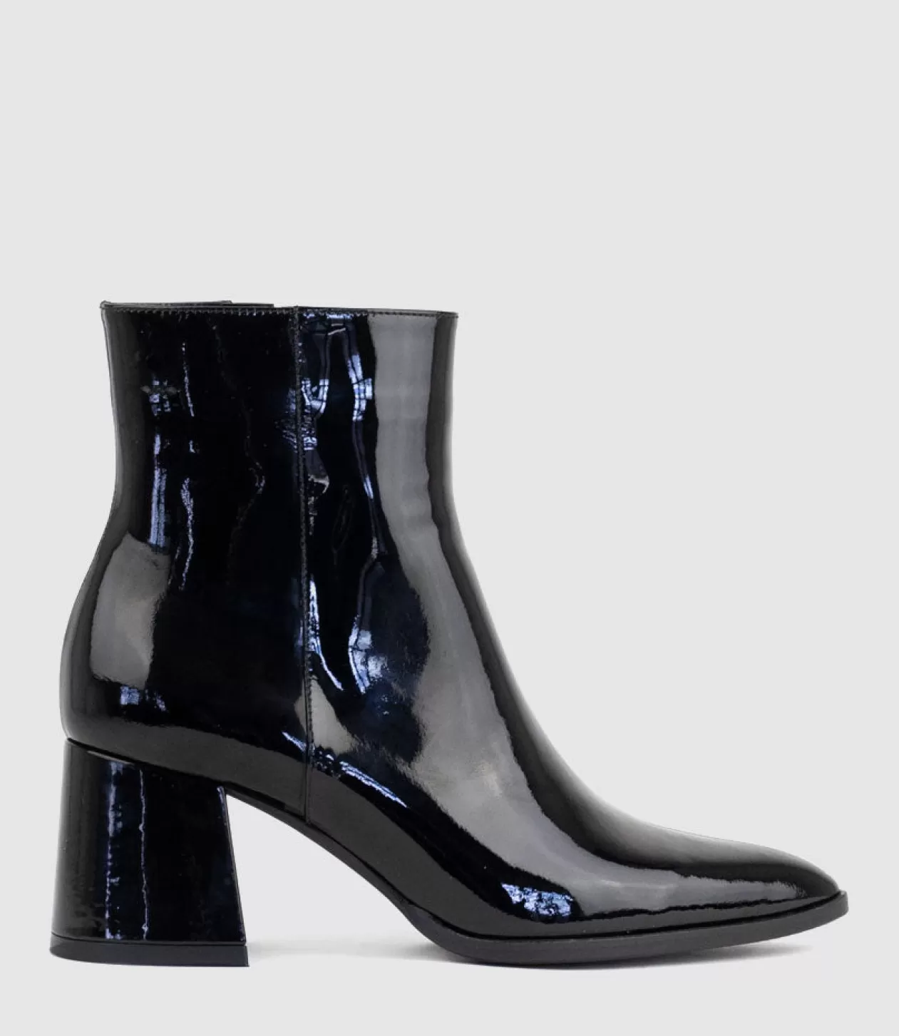 Edward Meller Ankle Boots<Zafa Pointed Block Heel Ankle Boot In Black Patent