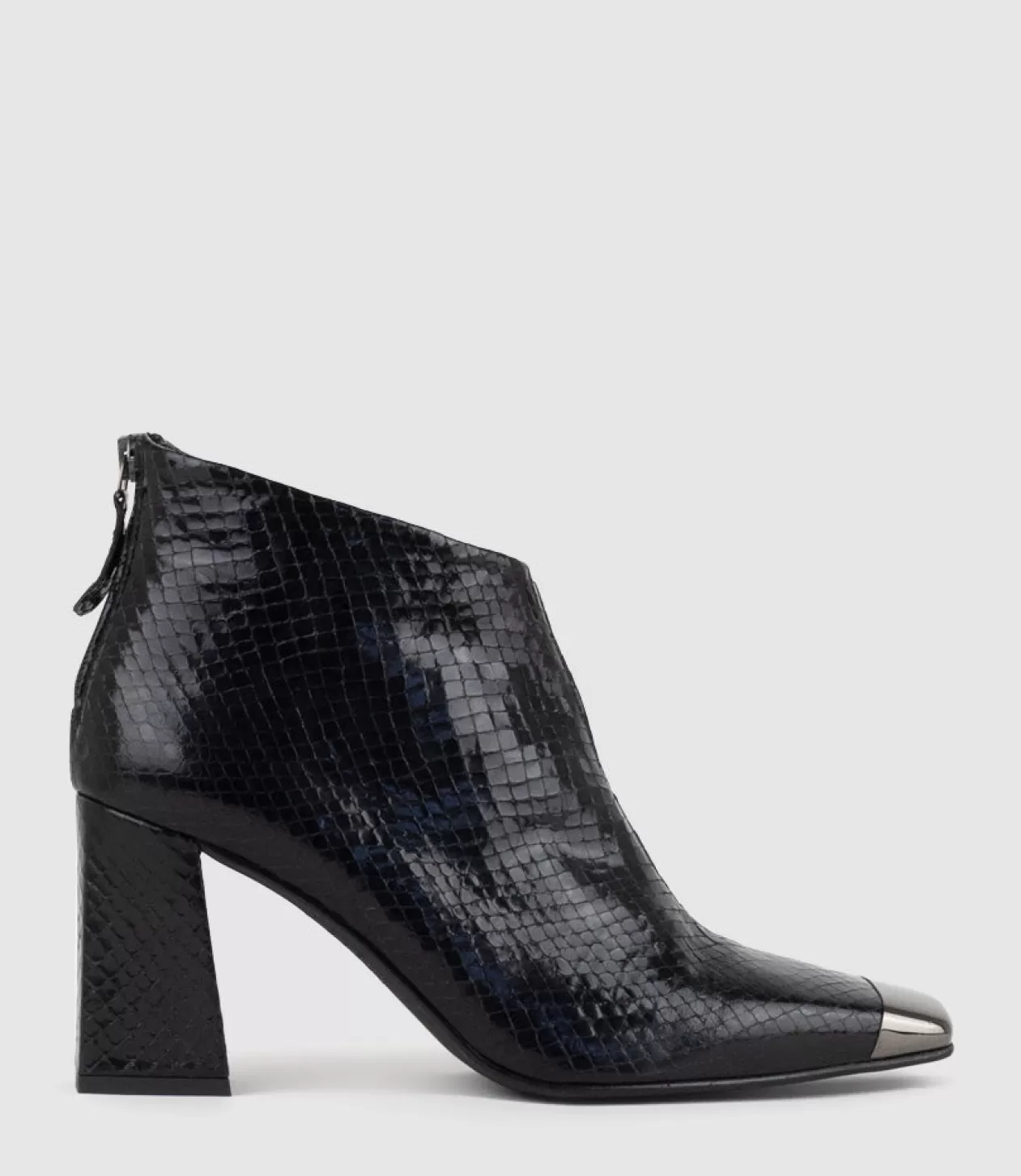 Edward Meller Ankle Boots<Zelda85 Cap Toe Ankle Boot In Black Reptile