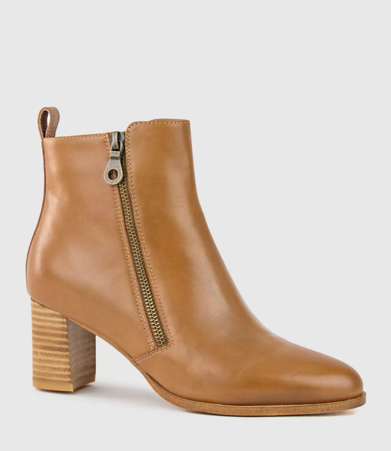 Edward Meller Ankle Boots<Zen60 Block Heel Two Zip Boot In Tan