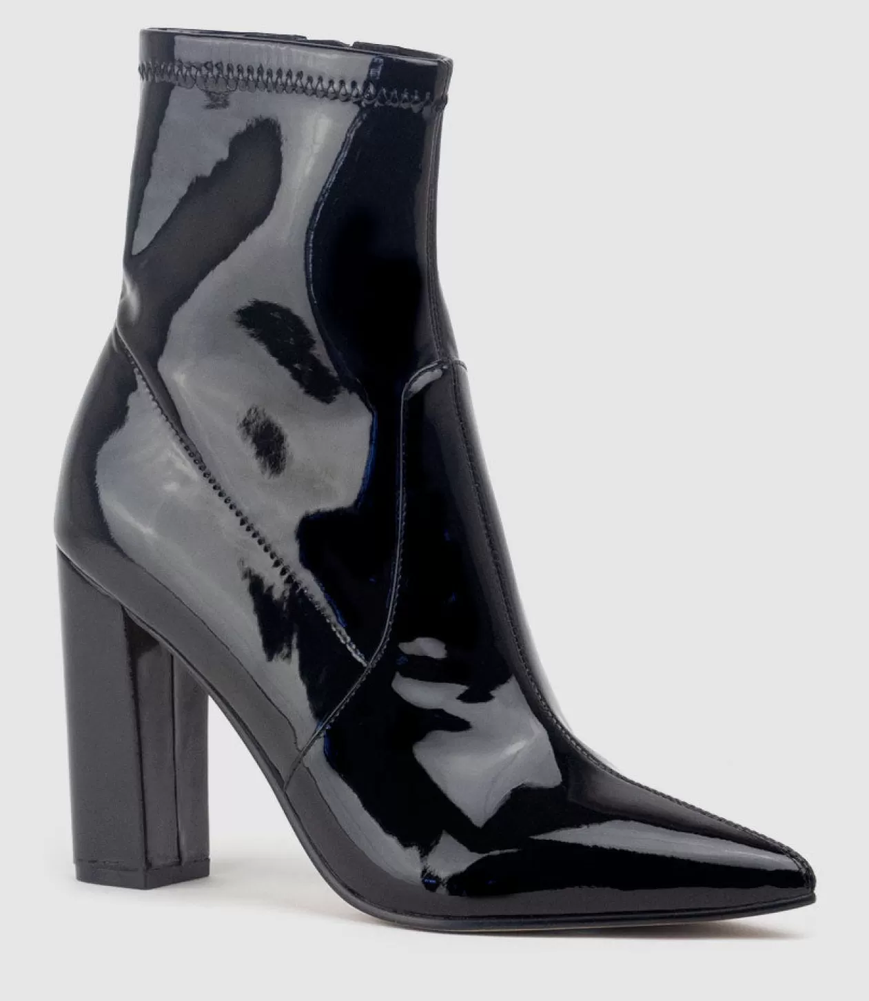 Edward Meller Ankle Boots<Zenya100 Block Heel Sock Boot In Black Patent