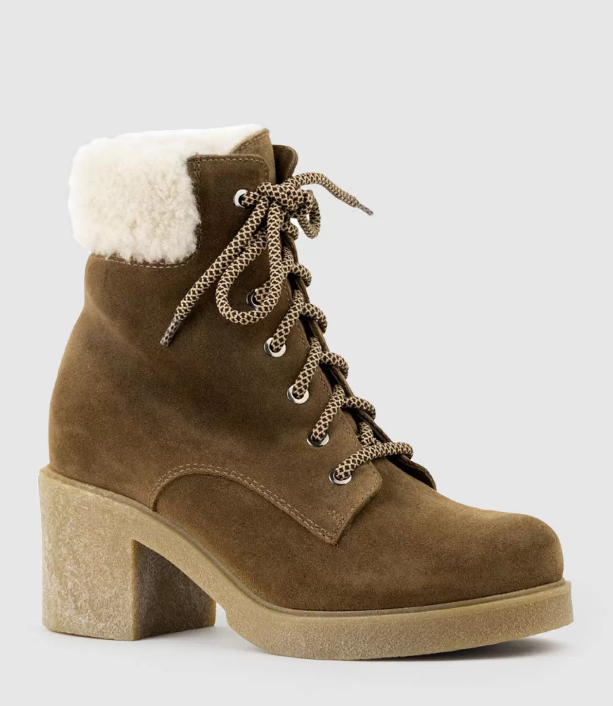 Edward Meller Ankle Boots<Zoom Lace Up With Shearling In Walnut Suede